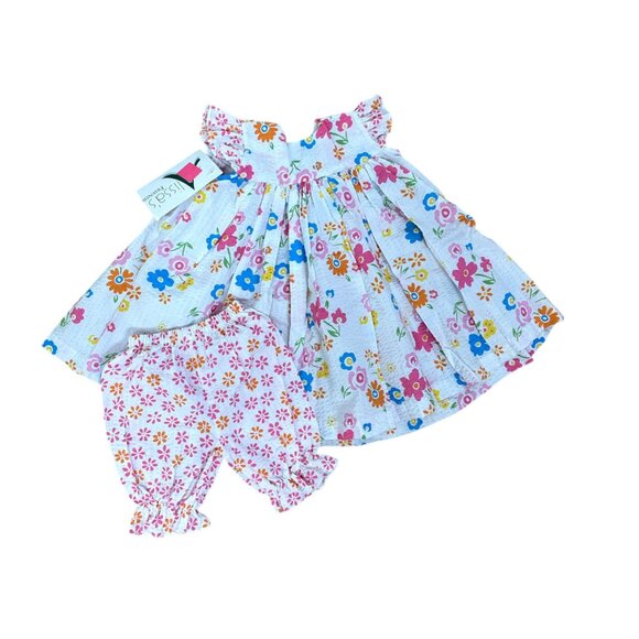 1990s/Y2K baby girl seersucker sundress with bloomers by P.J. Lindberg NWT Size - Picture 2 of 6